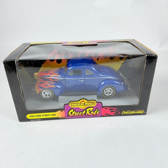 Ertl 1998 American Muscle 1:18 Scale 1940 Ford Street Rod Diecast Car Blue - Picture 9 of 9